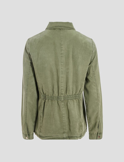 Veste droite boutonnée vert kaki femme