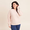 Pull col rond manches longues &agrave; sequins rose poudr&eacute;e femme