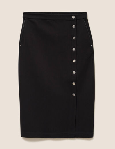 Jupe en maille doubl&eacute;e noir femme