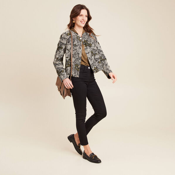 Blouse manches 3/4 à capuche vert olive femme