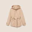 Parka droite ceintur&eacute;e beige femme
