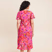 Robe courte &eacute;vas&eacute;e col v manches courtes rose femme