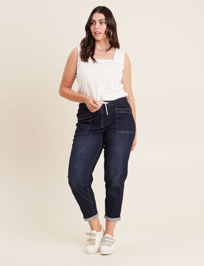 Jean coupe mom 7/8&egrave;me denim brut femme