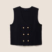 Gilet court cintr&eacute; sans manches col v noir femme