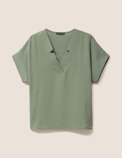 Blouse fluide manches courtes vert clair femme