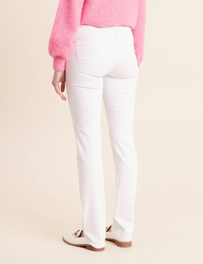 Jean coupe ajust&eacute;e long blanc femme