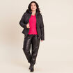 Doudoune d&eacute;perlante droite zipp&eacute;e noir femme