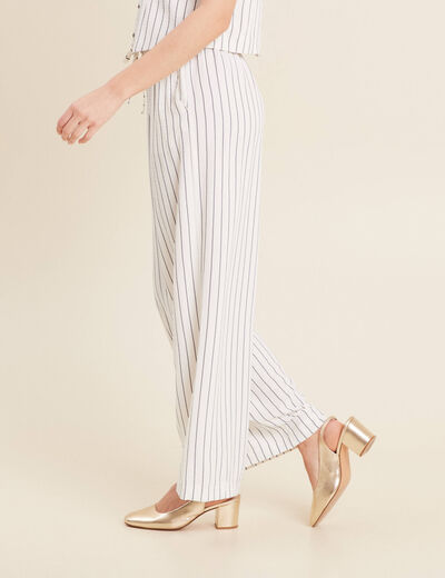 Pantalon large taille haute gris foncé femme