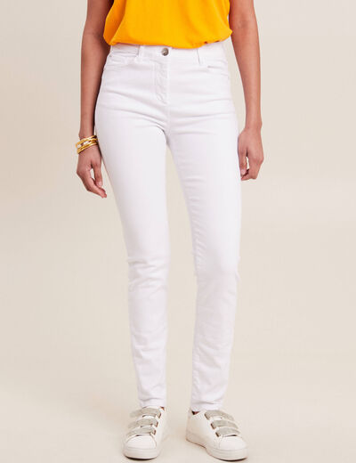 Jean magique ajusté taille standard blanc femme