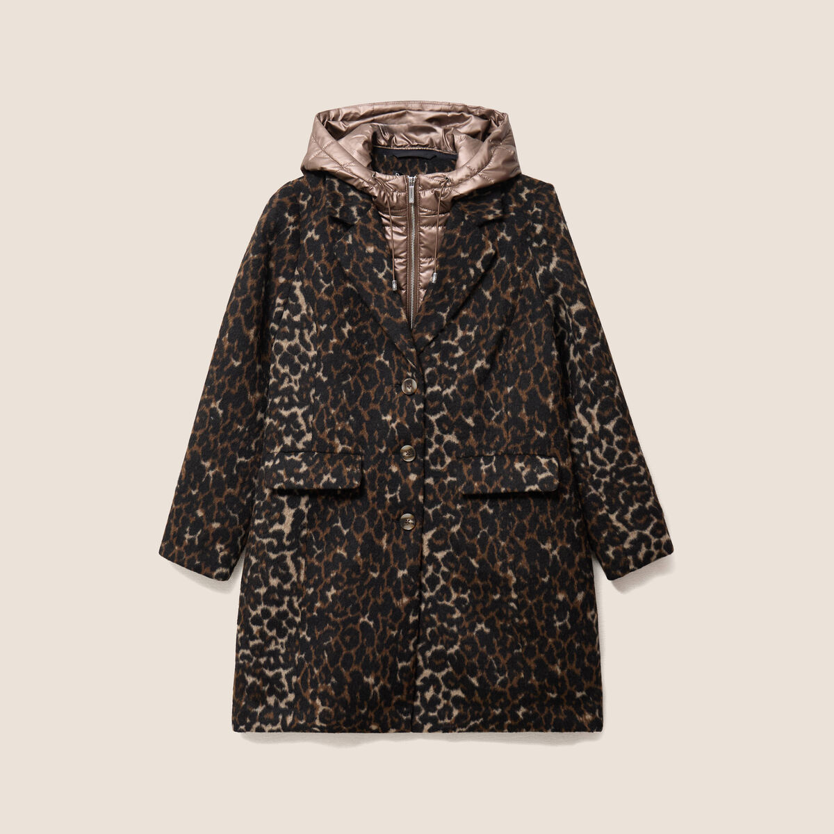Manteau 2 en 1 droit doubl&eacute; creme femme