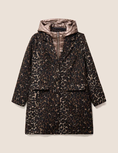 Manteau 2 en 1 droit doubl&eacute; creme femme