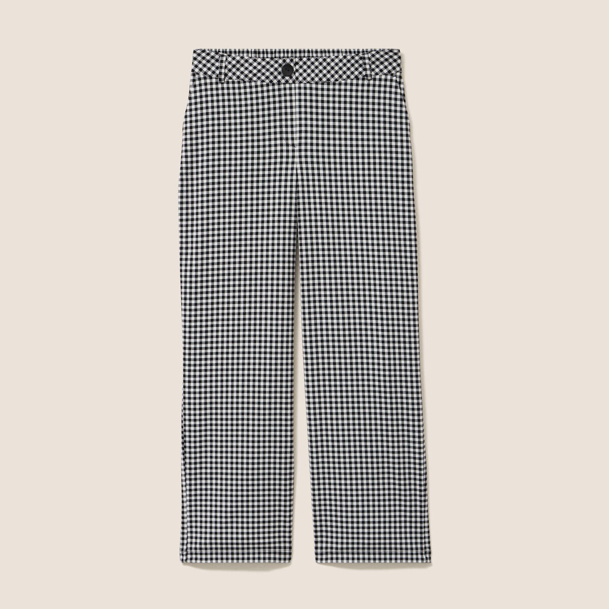 Pantalon large 7/8&egrave;me taille standard noir femme