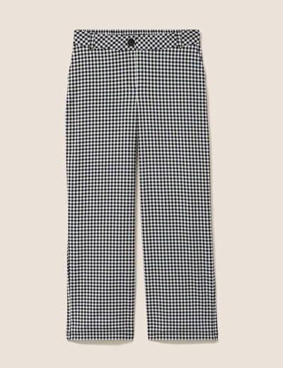 Pantalon large 7/8&egrave;me taille standard noir femme