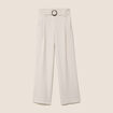 Pantalon large taille haute fluide gris clair femme