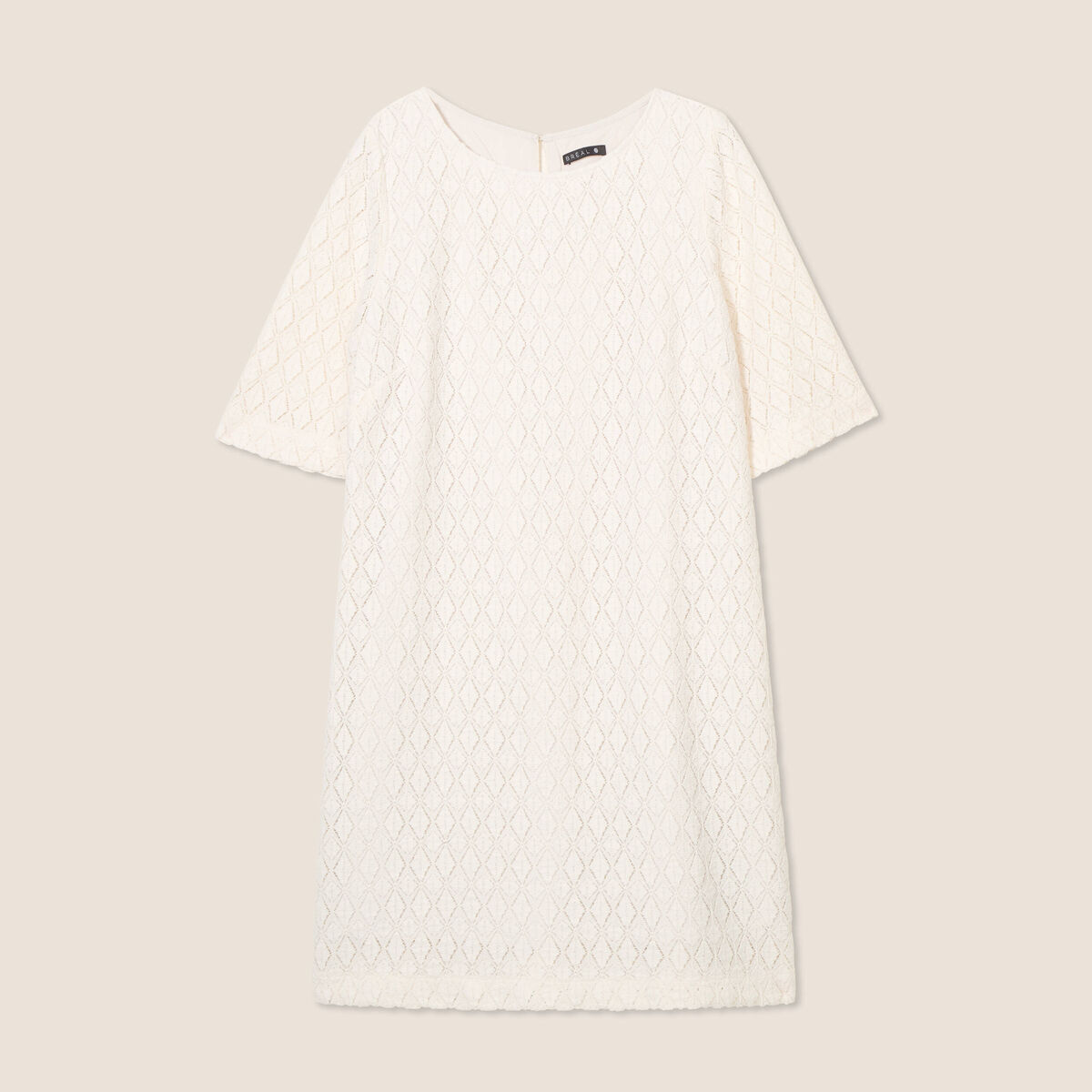 Robe droite dentelle ecru femme
