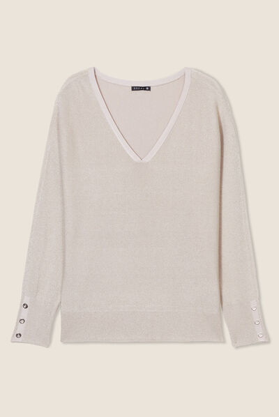 Pull manches longues couleur or femme