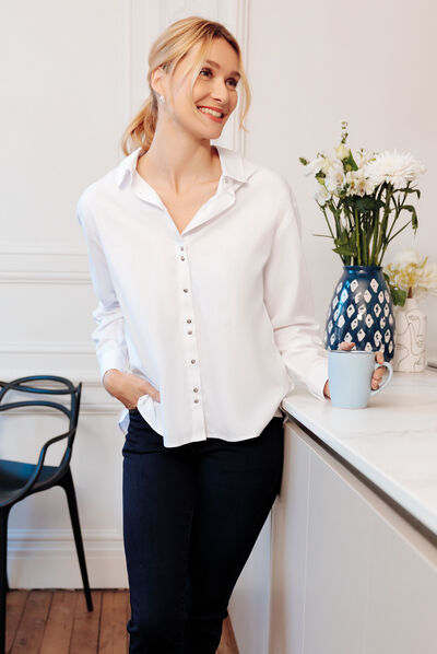 Chemise manches longues ecru femme