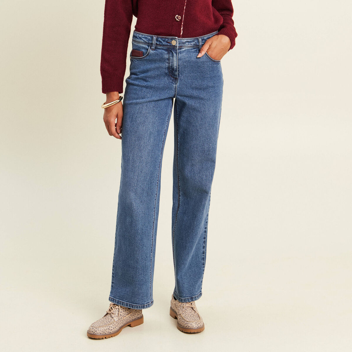 Jean standard denim stone femme
