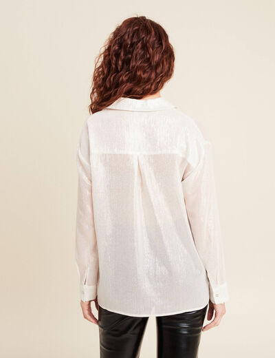 Chemise manches longues irisée blanc femme