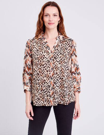 Chemise manches longues beige femme