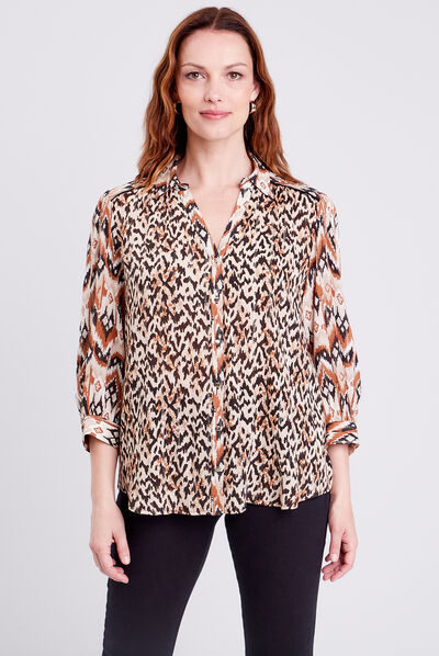 Chemise manches longues beige femme