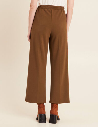 Pantalon large pinces marron femme