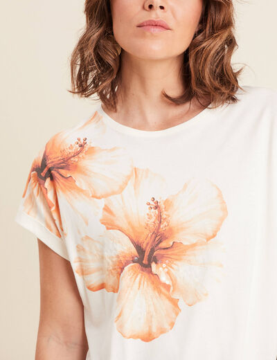 T-shirt manches courtes ecru femme