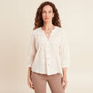 Blouse col tunisien manches 3/4 ecru femme