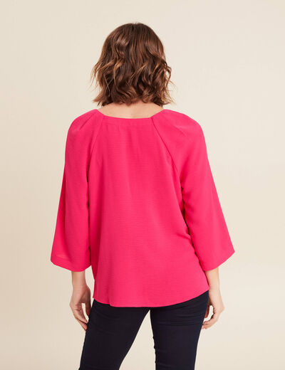 Blouse manches 3/4 rose fushia femme