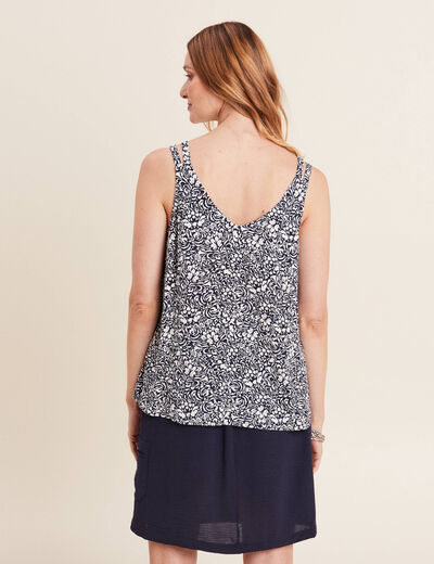 Blouse bretelles fines bleu femme