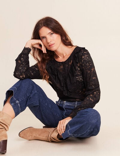 Blouse en dentelle noir femme
