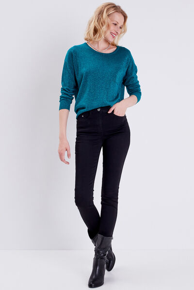 Pull manches longues vert foncé femme