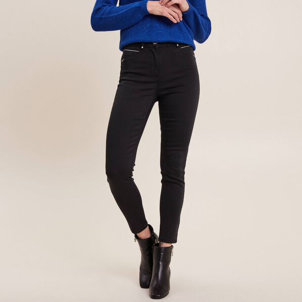 Pantalon ajusté taille haute noir femme