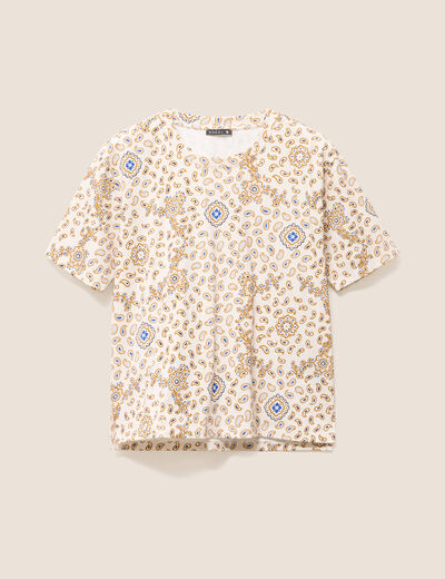 T-shirt droit col rond manches courtes blanc femme