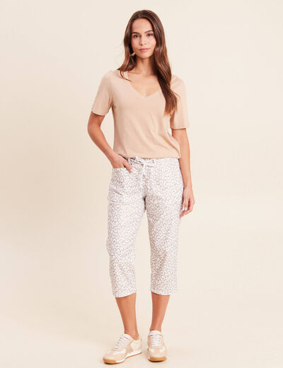 Pantacourt r&eacute;versible boyfriend blanc femme
