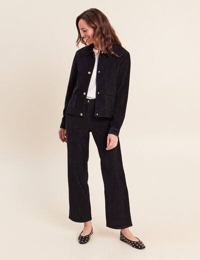 Veste courte droite denim brut femme