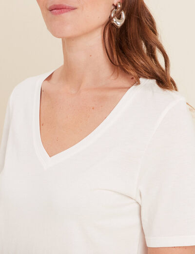 T-shirt manches courtes ecru femme