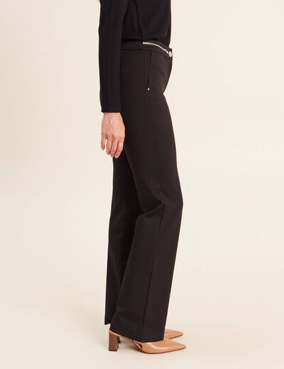 Pantalon bootcut maille taille standard noir femme