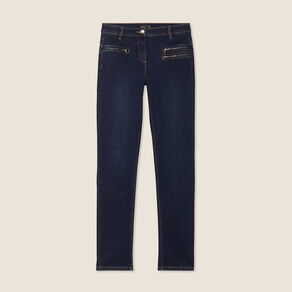 Jean ajusté taille basculée denim brut femme
