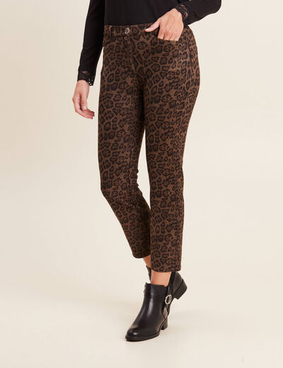 Pantalon droit suédine taupe femme