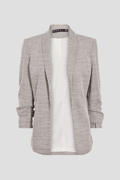 Veste esprit tailleur droite gris clair femme
