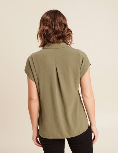 Blouse manches courtes vert kaki femme