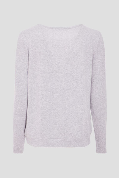 T-shirt manches longues gris clair femme