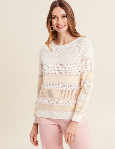 Pull manches longues beige femme