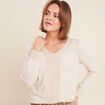 Pull manches longues creme femme