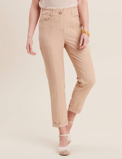Pantalon carotte 7/8ème beige femme