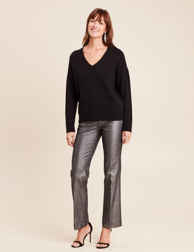 Pull en cachemire col v noir femme