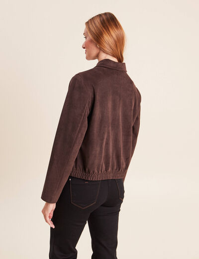 Veste doubl&eacute;e marron fonc&eacute; femme