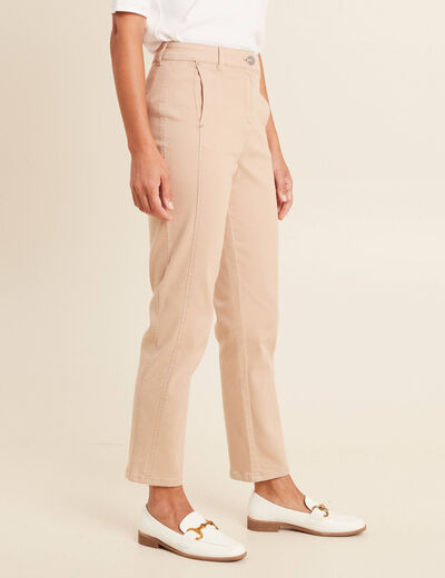Pantalon boyfriend taille haute sable femme