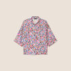 Chemise fluide col chemise manches 3/4 bleu femme